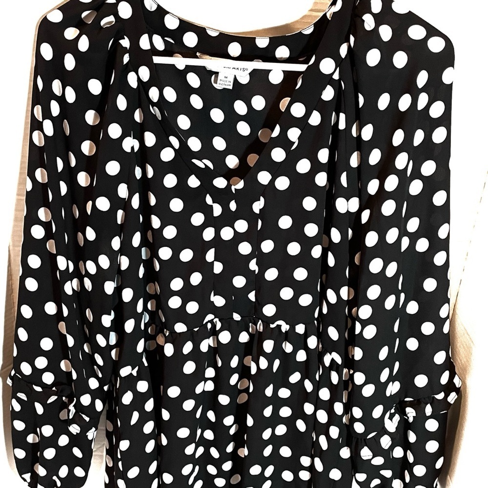Counterparts Black and White Polka Dot Women’s Blouse Size Medium - Picture 2 of 12